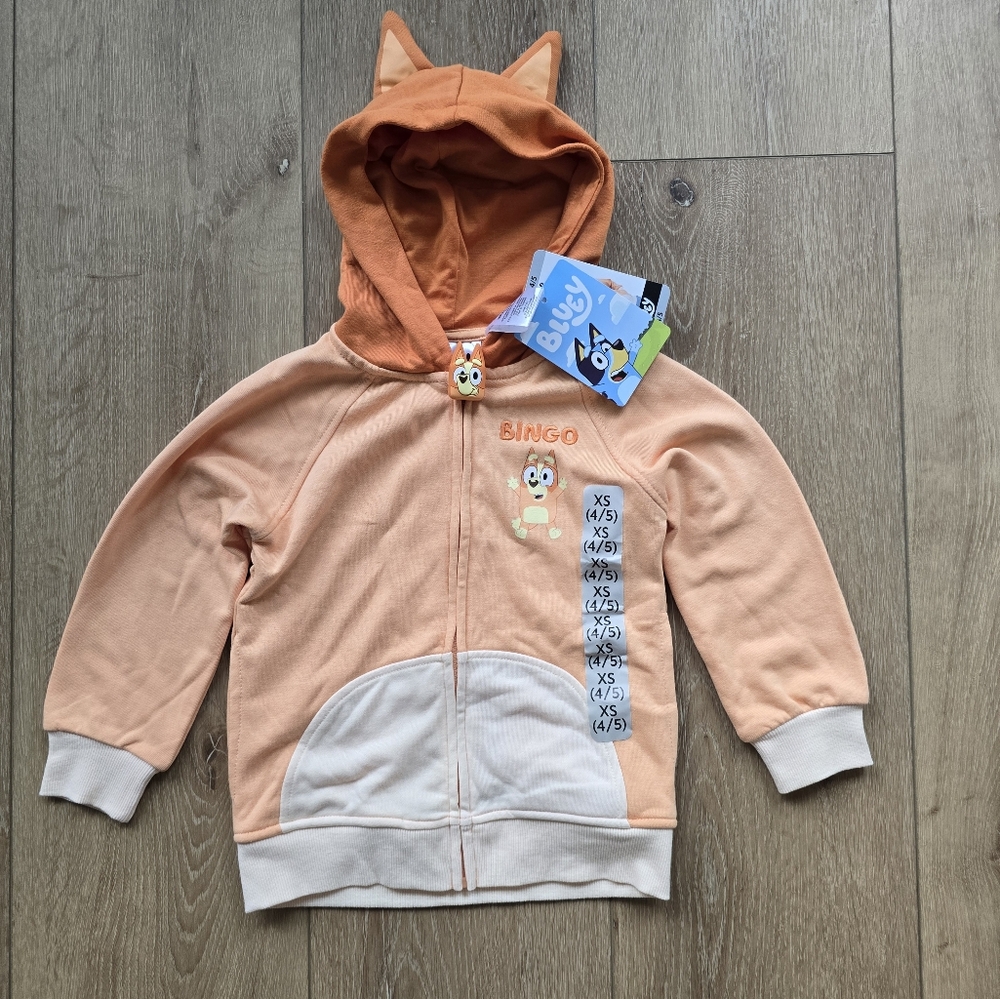NWT Bluey Bingo Character Kids Bluey & Friends French Terry Jacket 8